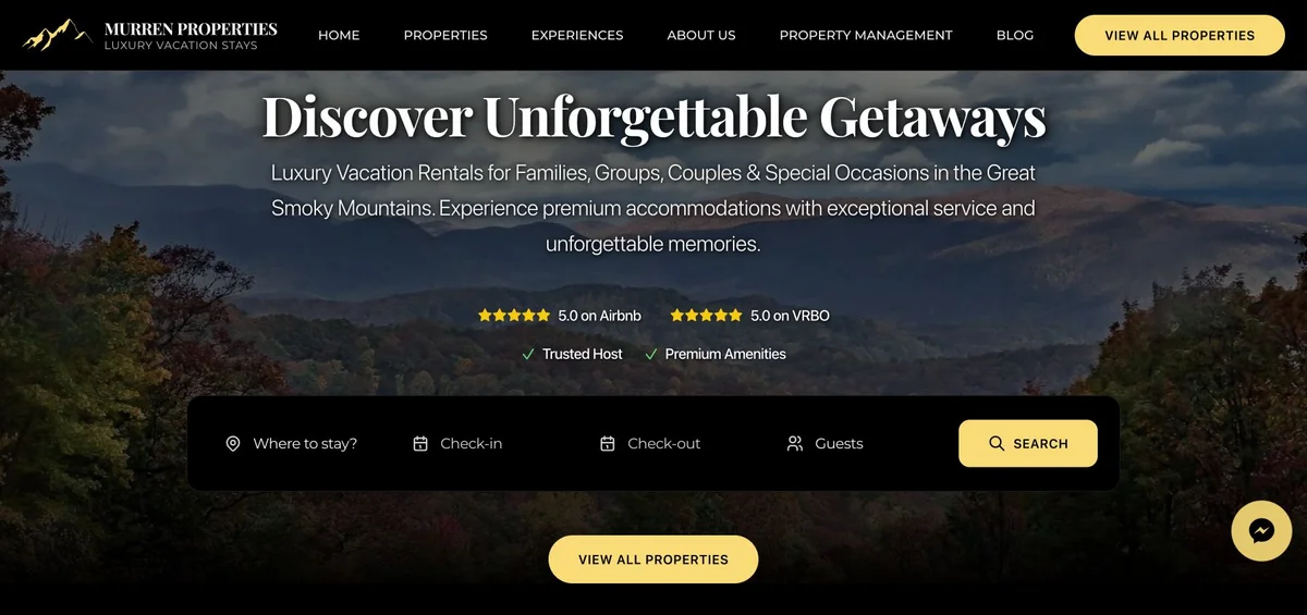 Murren Properties website homepage screenshot