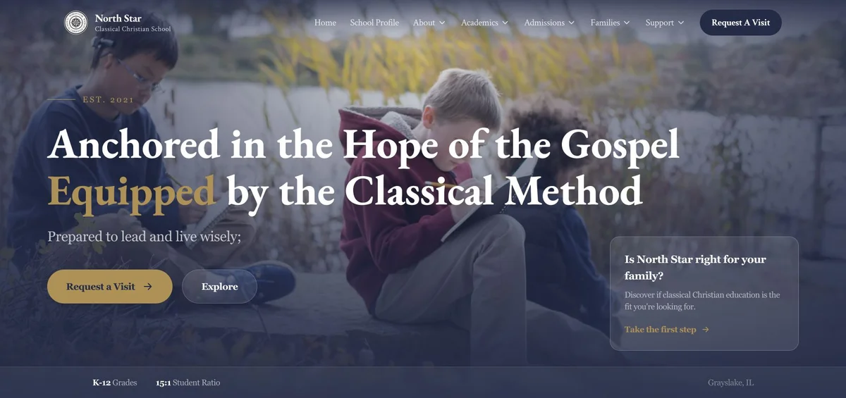 North Star Classical Christian School website homepage screenshot